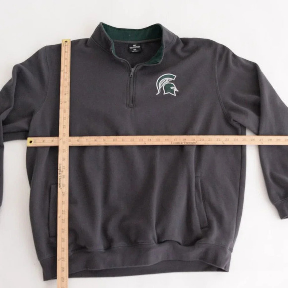 Colosseum Gray Green Embroidered Mi State Spartans Collegiate Half Zip Sweater - Picture 3 of 9